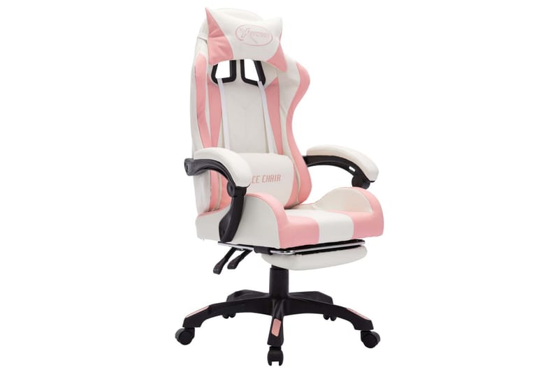 gamingstol med LED-lys RGB-farver kunstlæder pink og hvid - Flerfarvet - M�øbler - Stole & lænestole - Kontorstole & skrivebordsstole