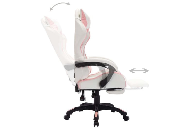 gamingstol med LED-lys RGB-farver kunstlæder pink og hvid - Flerfarvet - Møbler - Stole & lænestole - Kontorstole & skrivebordsstole