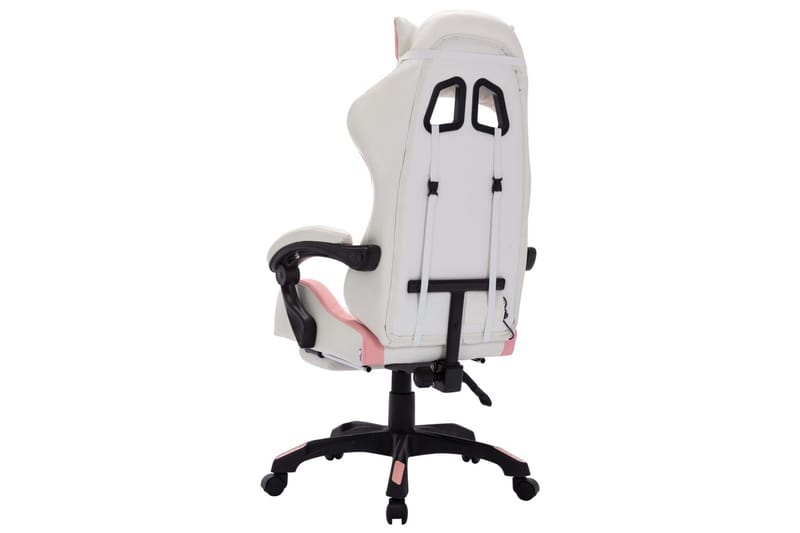 gamingstol med LED-lys RGB-farver kunstlæder pink og hvid - Flerfarvet - Møbler - Stole & lænestole - Kontorstole & skrivebordsstole