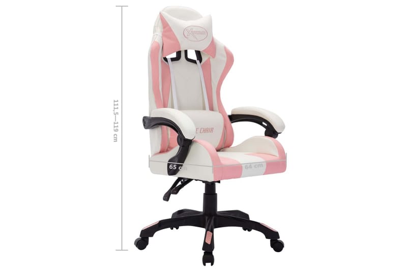 gamingstol med LED-lys RGB-farver kunstlæder pink og sort - Flerfarvet - Møbler - Stole & lænestole - Kontorstole & skrivebordsstole