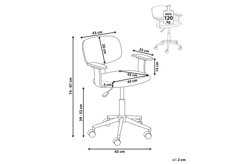 Kontorstol Gunnison - Mørkt træ, gråt - Møbler - Stole & lænestole - Kontorstole & skrivebordsstole