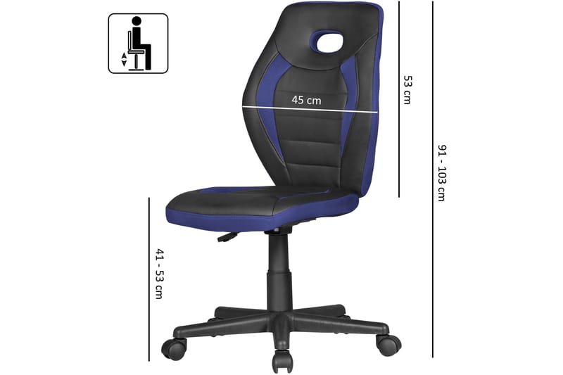 Handerson skrivebordstol til børn - Blå | Sort - Møbler - Børnemøbler - Børnestol - Skrivebordsstole børn