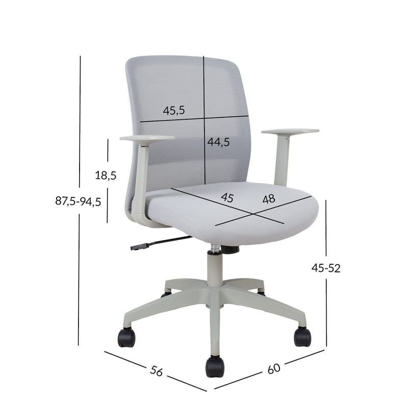 Kontorstol HOME4YOU Faro Grå - Grå - Møbler - Stole & lænestole - Kontorstole & skrivebordsstole