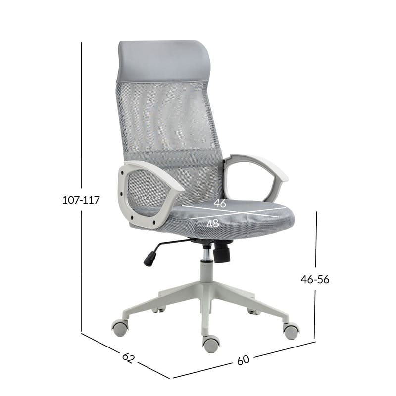 Kontorstol HOME4YOU Linus Grå - Grå - Møbler - Stole & lænestole - Kontorstole & skrivebordsstole