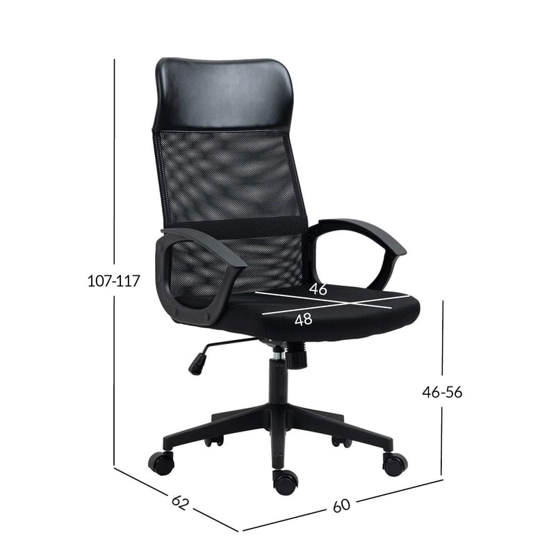 Kontorstol HOME4YOU Linus Sort - Sort - Møbler - Stole & lænestole - Kontorstole & skrivebordsstole