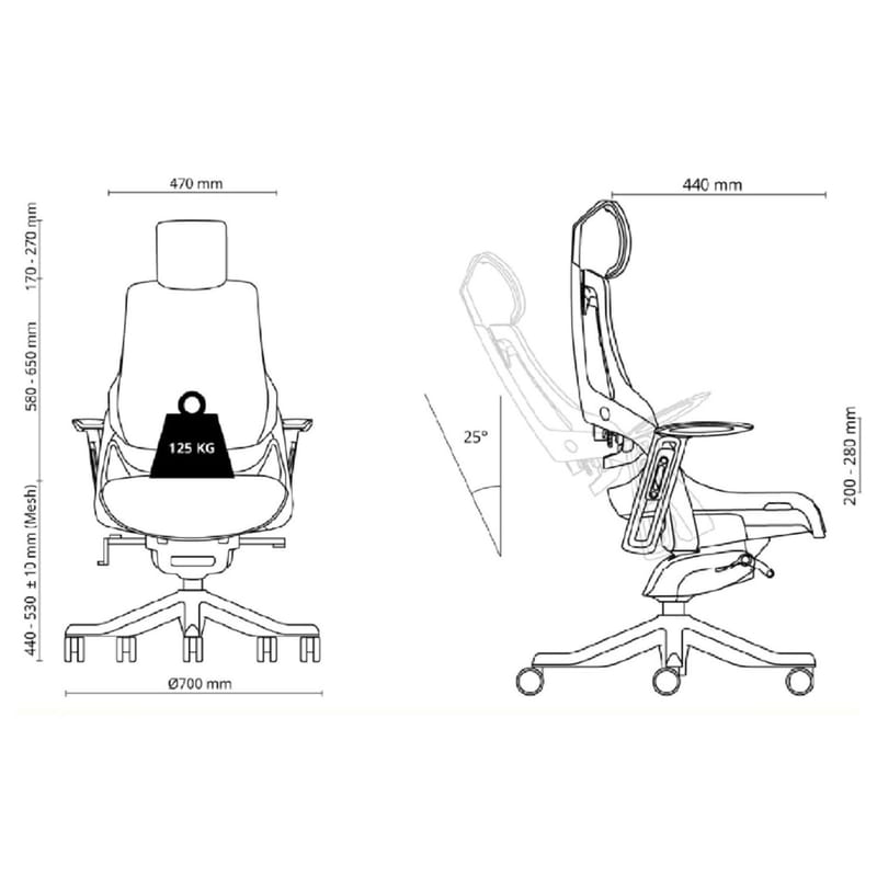 Kontorstol HOME4YOU Wau med bredt ryglæn Grå - grå - Møbler - Stole & lænestole - Kontorstole & skrivebordsstole