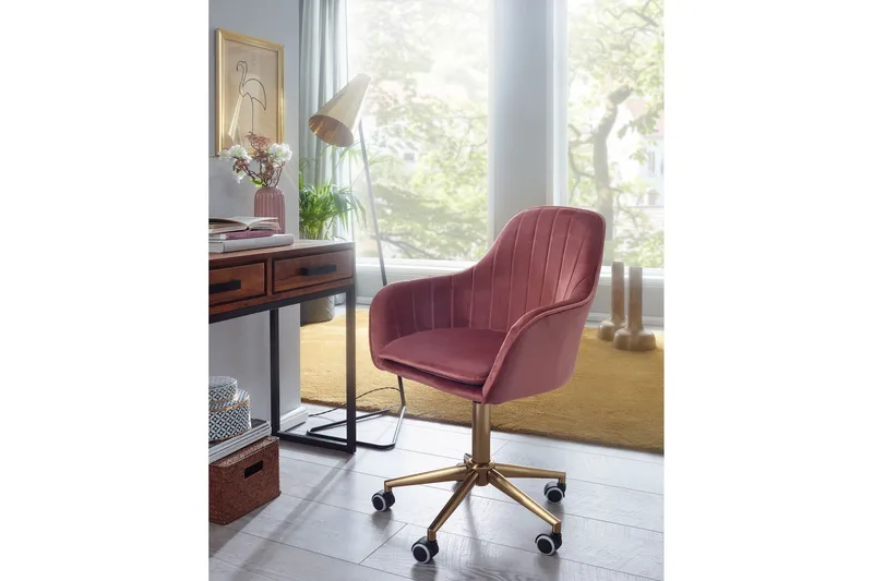 Hubdam kontorstol - Lyserød / guld - Møbler - Stole & lænestole - Kontorstole & skrivebordsstole