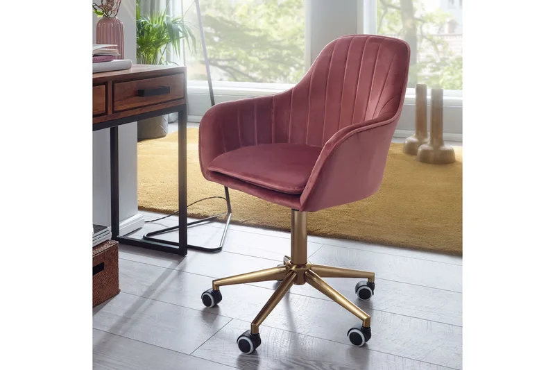 Hubdam kontorstol - Lyserød / guld - Møbler - Stole & lænestole - Kontorstole & skrivebordsstole