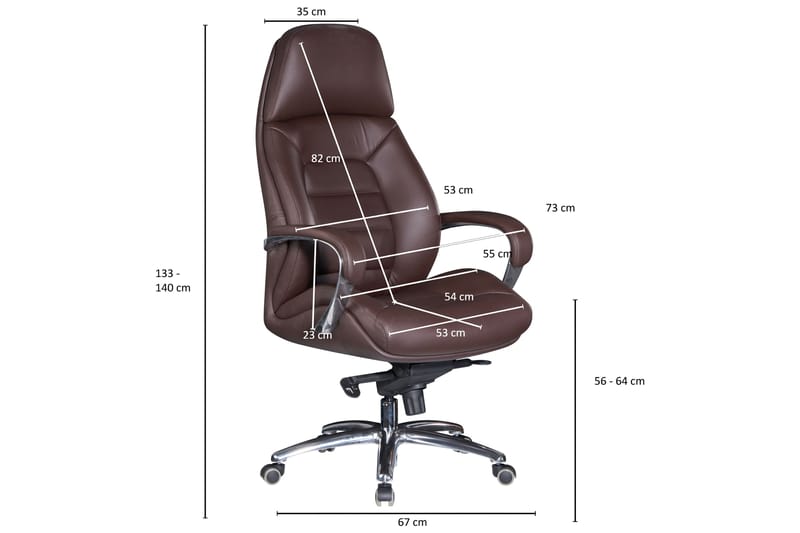 Hubdam kontorstol - Mørkebrun / sølv - Kontorstole & skrivebordsstole