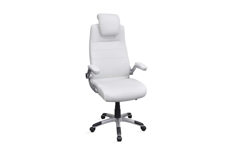 Hvid Kunstig Læder Swivel Chair Justerbar - Hvid - Kontorstole & skrivebordsstole