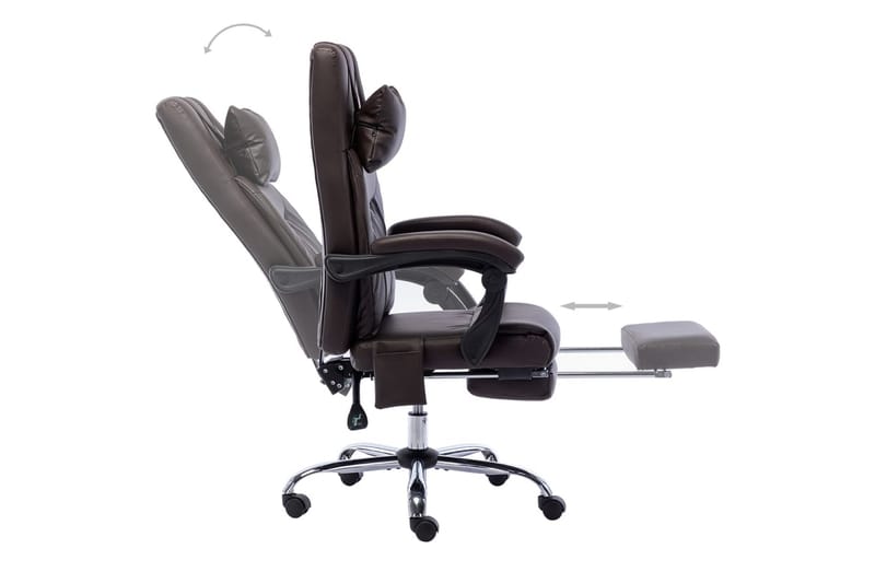 kontorstol med massagefunktion kunstlæder brun - Brun - Møbler - Stole & lænestole - Kontorstole & skrivebordsstole