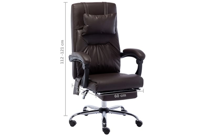 kontorstol med massagefunktion kunstlæder brun - Brun - Møbler - Stole & lænestole - Kontorstole & skrivebordsstole