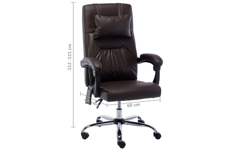 kontorstol med massagefunktion kunstlæder brun - Brun - Møbler - Stole & lænestole - Kontorstole & skrivebordsstole