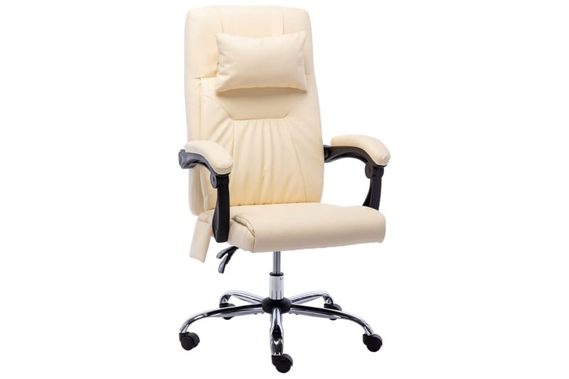 kontorstol med massagefunktion kunstlæder cremefarvet - Creme - Kontorstole & skrivebordsstole