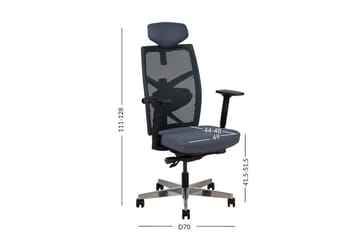 Kontorstol TUNE 70x70xH111-128cm farve: grå - Møbler - Stole & lænestole - Kontorstole & skrivebordsstole