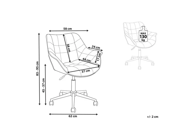 Kontorstol Labelle Rosa - Rosa - Møbler - Stole & lænestole - Kontorstole & skrivebordsstole
