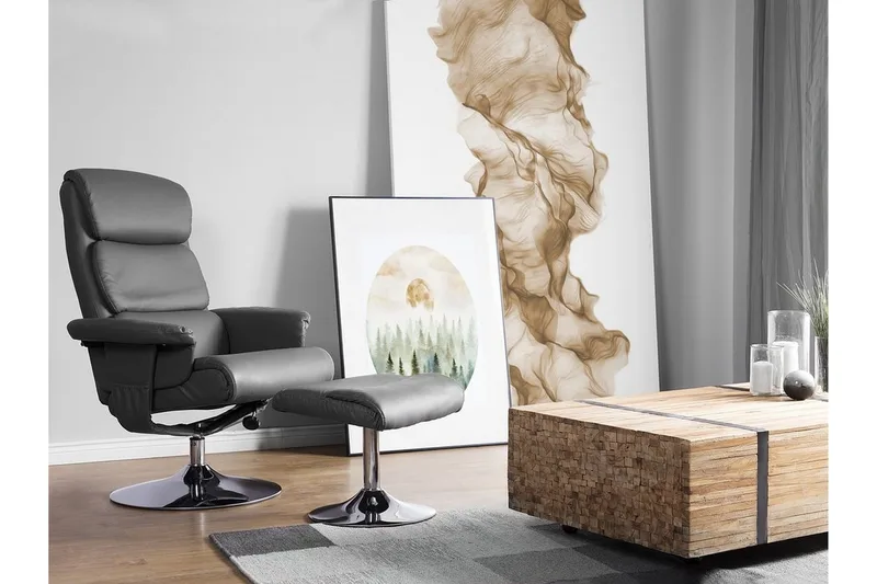 Legend Hvilstol med fodskammel - Grå - Møbler - Stole & lænestole - Lænestole - Massagestol