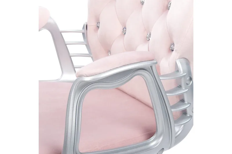 Kontorstol med krystaller Princess Pastelrosa/Sølv/Sort - Pastelrosa/Sølv/Sort - Møbler - Stole & lænestole - Kontorstole & skrivebordsstole