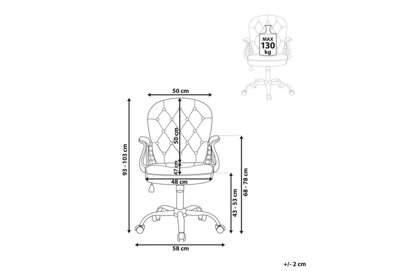 Kontorstol med krystaller Princess Grå/Sølv/Sort - Grå/Sølv/Sort - Møbler - Stole & lænestole - Kontorstole & skrivebordsstole