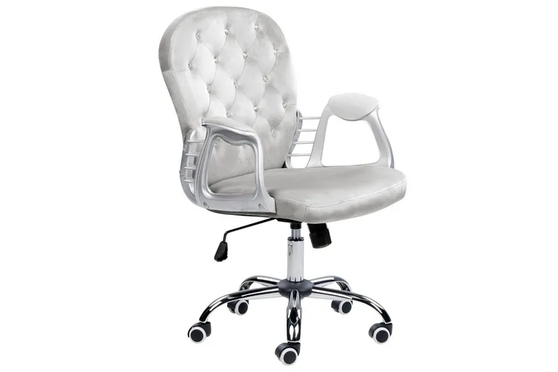 Kontorstol med krystaller Princess Grå/Sølv/Sort, Grå/Sølv/Sort