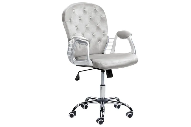 Kontorstol med krystaller Princess Grå/Sølv/Sort - Grå/Sølv/Sort - Møbler - Stole & lænestole - Kontorstole & skrivebordsstole