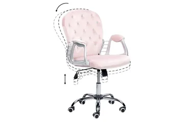 Kontorstol med krystaller Princess Pastelrosa/Sølv/Sort - Pastelrosa/Sølv/Sort - Møbler - Stole & lænestole - Kontorstole & skrivebordsstole