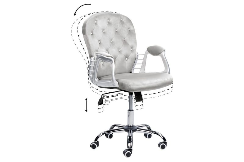 Kontorstol med krystaller Princess Grå/Sølv/Sort - Grå/Sølv/Sort - Møbler - Stole & lænestole - Kontorstole & skrivebordsstole