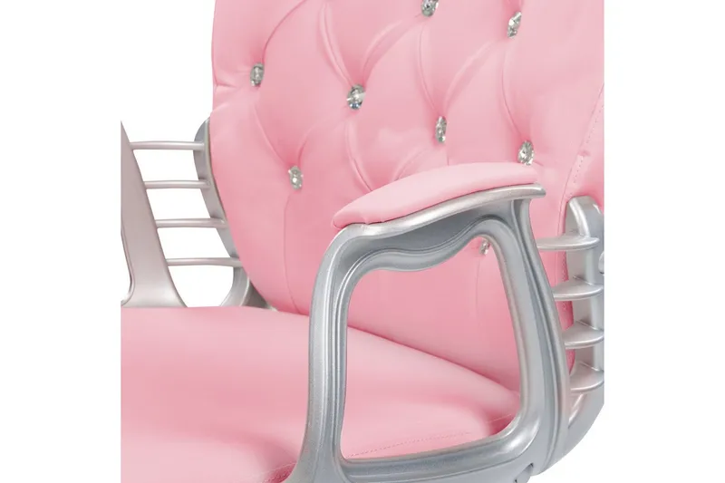 Kontorstol med krystaller Princess Rosa/sort/sølv - Rosa/sort/sølv - Møbler - Stole & lænestole - Kontorstole & skrivebordsstole