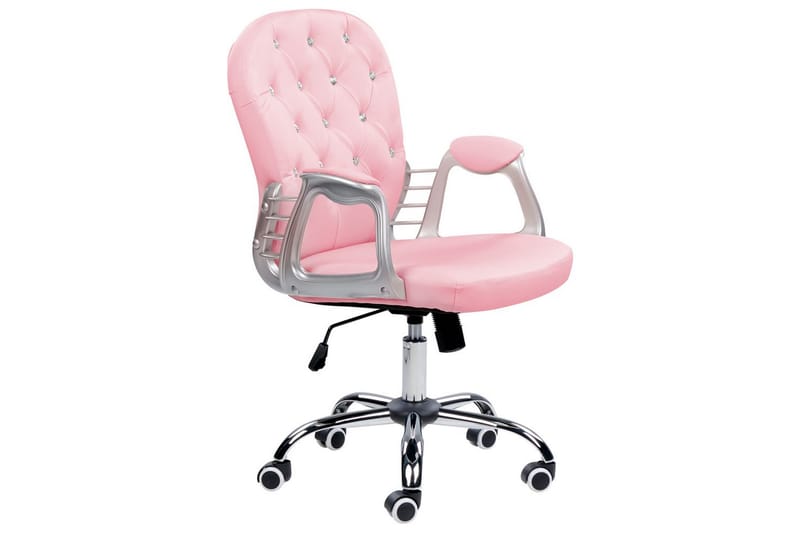 Kontorstol med krystaller Princess Rosa/sort/sølv - Rosa/sort/sølv - Møbler - Stole & lænestole - Kontorstole & skrivebordsstole
