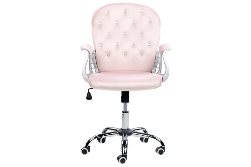 Kontorstol med krystaller Princess Pastelrosa/Sølv/Sort - Pastelrosa/Sølv/Sort - Møbler - Stole & lænestole - Kontorstole & skrivebordsstole