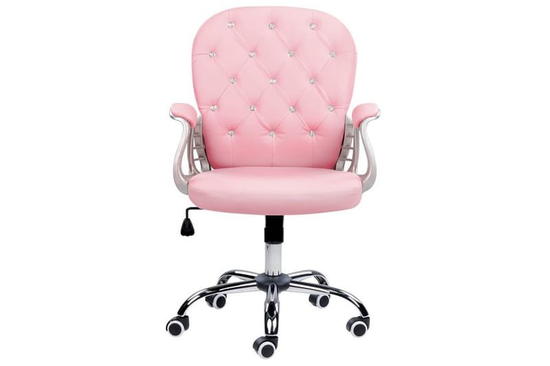 Kontorstol med krystaller Princess Rosa/sort/sølv - Rosa/sort/sølv - Møbler - Stole & lænestole - Kontorstole & skrivebordsstole
