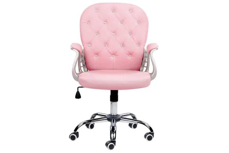 Kontorstol med krystaller Princess Rosa/sort/sølv - Rosa/sort/sølv - Møbler - Stole & lænestole - Kontorstole & skrivebordsstole