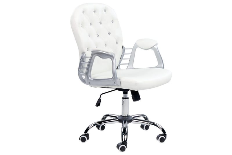 Kontorstol med krystaller Princess Hvid/Sort/Sølv, Hvid/Sort/Sølv