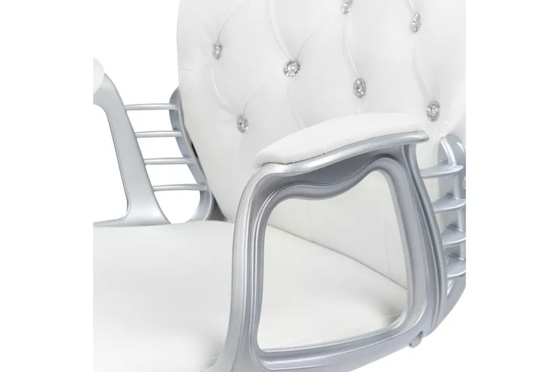 Kontorstol med krystaller Princess Hvid/Sort/Sølv - Hvid/Sort/Sølv - Møbler - Stole & lænestole - Kontorstole & skrivebordsstole