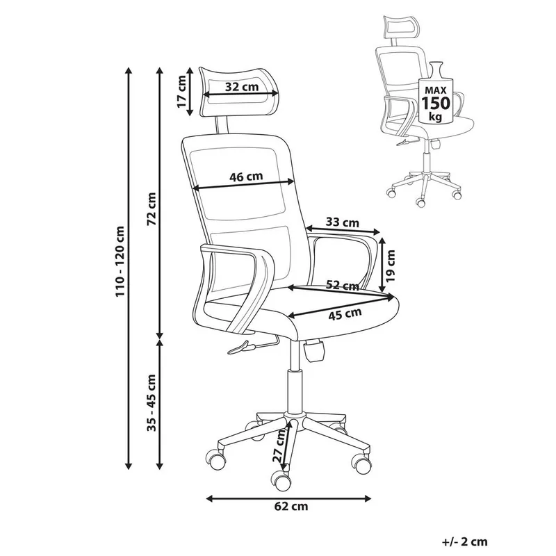 Kontorstol Monarch - Grå, Hvid - Møbler - Stole & lænestole - Kontorstole & skrivebordsstole