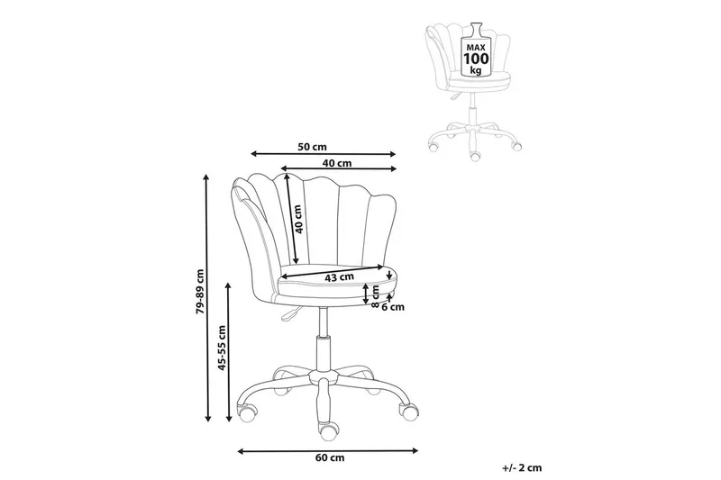 Kontorstol Monticello Grøn/guld/sort - Grøn/guld/sort - Møbler - Stole & lænestole - Kontorstole & skrivebordsstole
