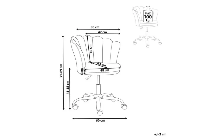 Kontorstol Monticello Rosa/guld/sort - Rosa/guld/sort - Møbler - Stole & lænestole - Kontorstole & skrivebordsstole