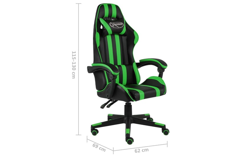 Racerstol kunstlæder sort og grøn - Grøn - Kontorstole & skrivebordsstole - Gamer stole
