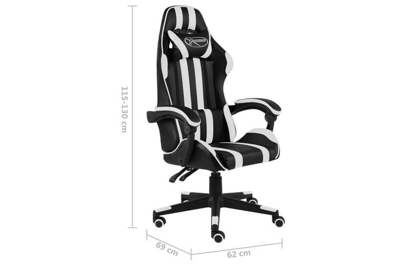 Racerstol kunstlæder sort og hvid - Hvid - Kontorstole & skrivebordsstole - Gamer stole