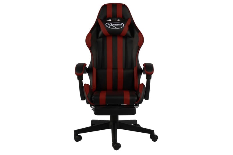 Racerstol med fodstøtte kunstlæder sort og vinrød - Rød - Kontorstole & skrivebordsstole - Gamer stole