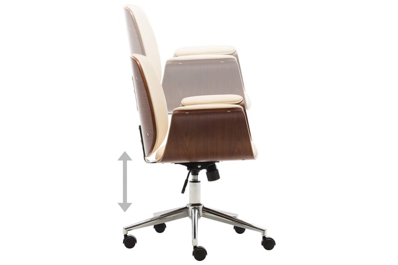 spisebordsstol bøjet træ og kunstlæder cremefarvet - Kontorstole & skrivebordsstole