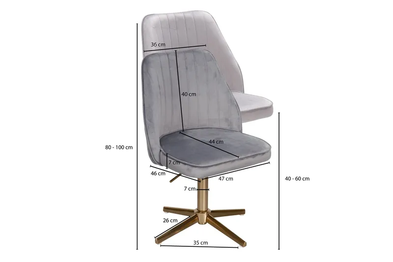 Willowdale kontorstol - Grå / guld - Møbler - Stole & lænestole - Kontorstole & skrivebordsstole