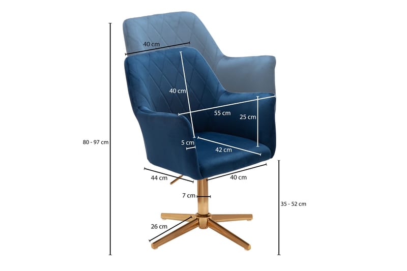 Willowdale kontorstol med armlæn - Mørkeblå / guld - Møbler - Stole & lænestole - Kontorstole & skrivebordsstole