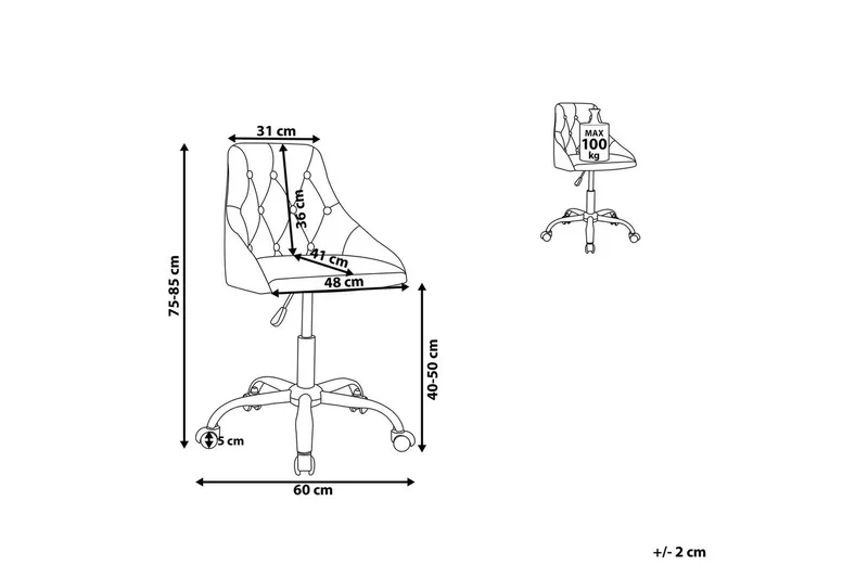 Kontorstol Parrish Rosa/sort/sølv - Rosa/sort/sølv - Møbler - Stole & lænestole - Kontorstole & skrivebordsstole