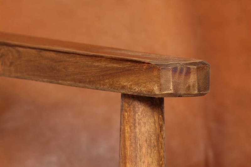 Lænestol Ægte Læder Med Akacietræ Brun - Brun - Lænestole