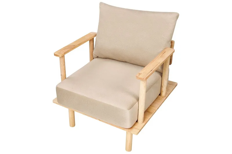 Lænestol Asker - Sandbeige, lyst træ - Møbler - Stole & lænestole - Lænestole