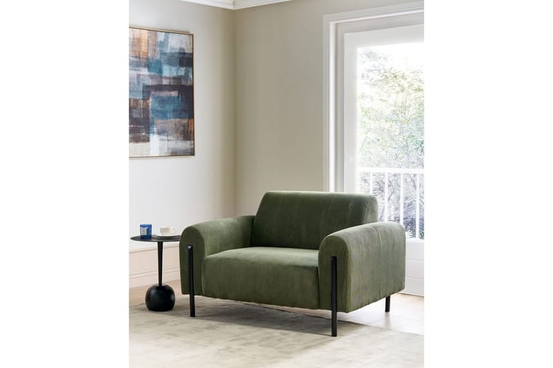 Lænestol Askim - Olivengrøn, Sort/Fløjl - Møbler - Stole & lænestole - Lænestole