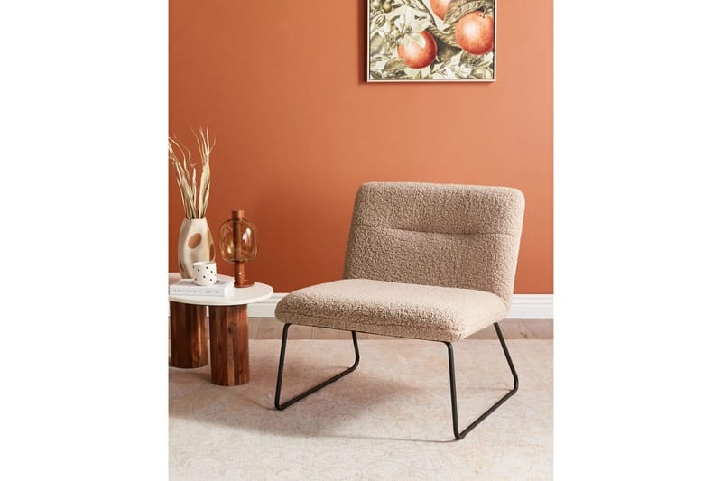 Lænestol Cotulla - Beige, sort/Bouclé, Beige, sort/bouclé - Møbler - Stole & lænestole - Lænestole