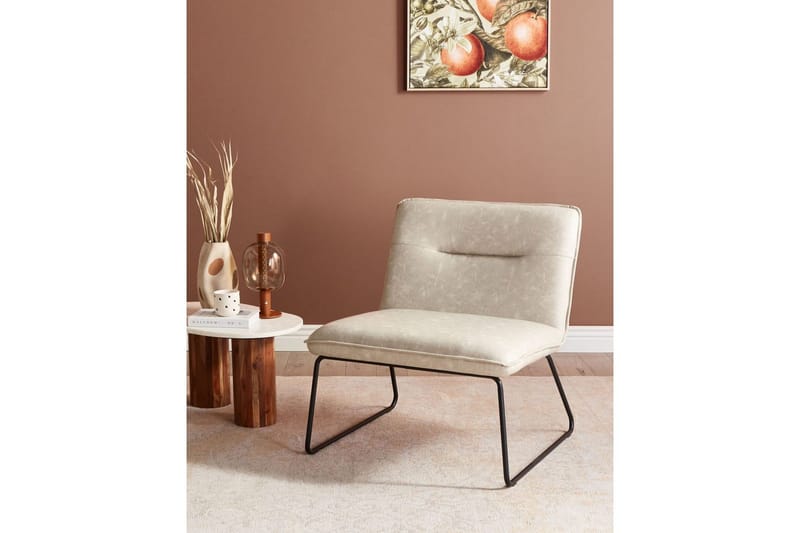 Lænestol Cotulla - Beige/Kunstlæder, Beige/kunstå læder - Møbler - Stole & lænestole - Lænestole