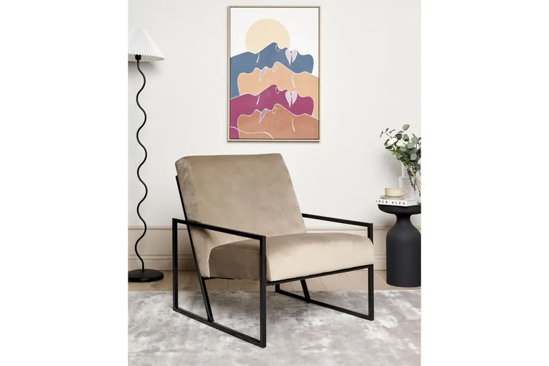 Lænestol Delary - Taupe, sort - Møbler - Stole & lænestole - Lænestole